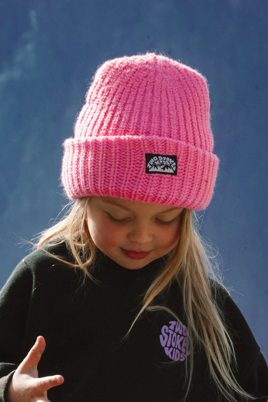 Big Rib Neon Pink Kids Beanie