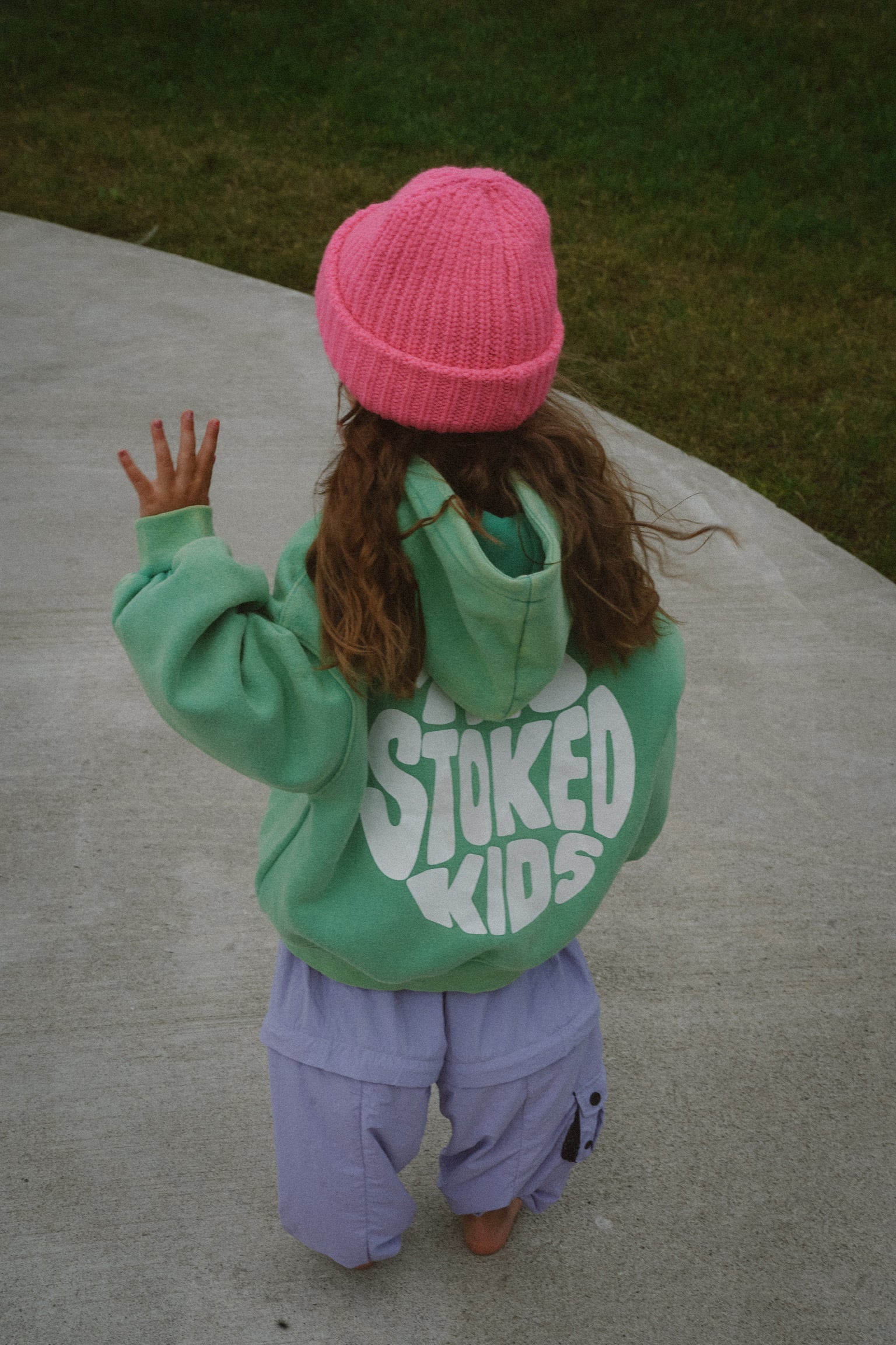 Big Rib Neon Pink Kids Beanie - Image 2