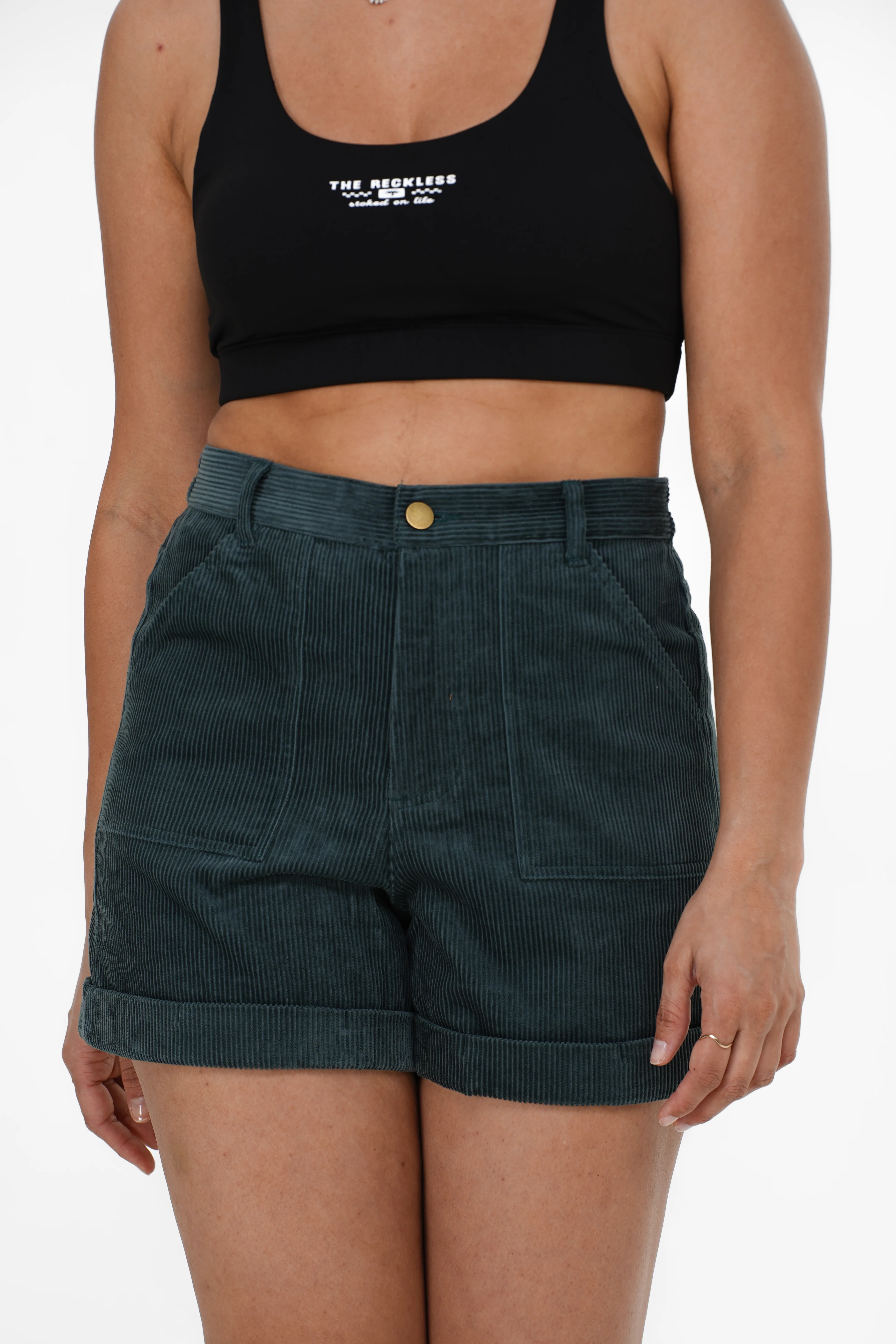 Teal Corduroy Shorts - Image 6